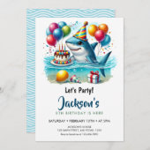 シャークボーイ誕生日パーティー 招待状 (正面/裏面)