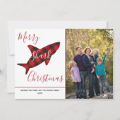 シャークメリークリスマスプレイド赤白写真 シーズンカード (正面)