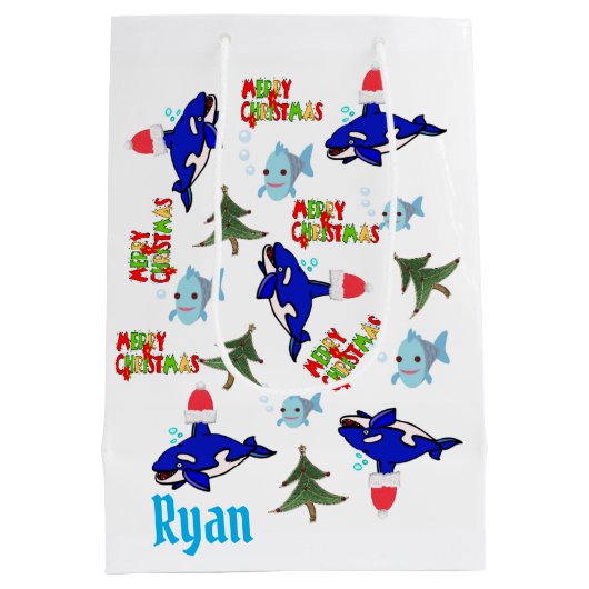 シャークメリークリスマス抱き枕 ミディアムペーパーバッグ (裏面)