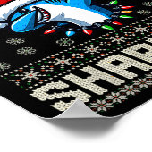 シャークメリーマスシャーククリスマ醜いクリスマスキッズシャーク ポスター (角)