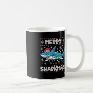 シャークメリーマスシャークサンタ醜いクリスマスライトB コーヒーマグカップ