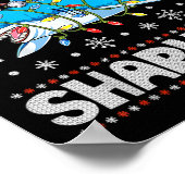 シャークメリーマスシャークサンタ醜いクリスマスライトB ポスター (角)