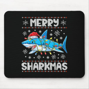 シャークメリーマスシャークサンタ醜いクリスマスライトB マウスパッド