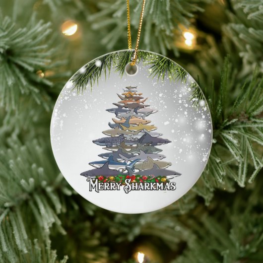 シャークメリーー恋人アダルトキッド向けSharkmasプレゼント セラミックオーナメント (ツリー)