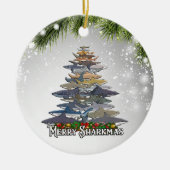 シャークメリーー恋人アダルトキッド向けSharkmasプレゼント セラミックオーナメント (正面)