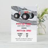 シャークモンスタートラックタイヤのトラック誕生日パーティー 招待状 (スタンド正面)