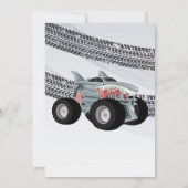 シャークモンスタートラックタイヤのトラック誕生日パーティー 招待状 (裏面)