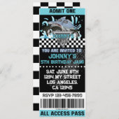 シャークモンスタートラックチケット誕生日招待状 招待状 (正面/裏面)