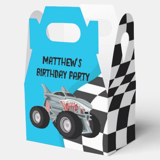 シャークモンスタートラックレース旗誕生日パーティー フェイバーボックス (オープン)