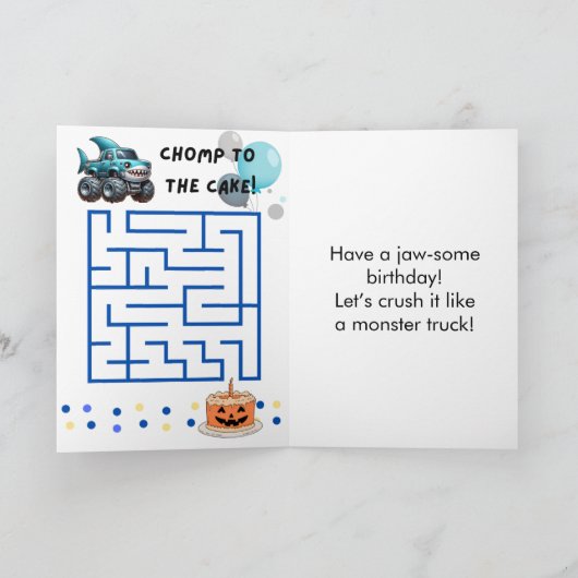シャークモンスタートラック5誕生日ハロウィーン カード (内部)