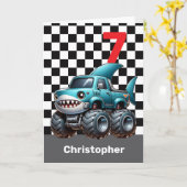 シャークモンスタートラック7誕生日 カード (黄色い花)