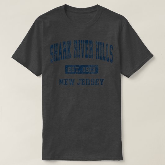 シャークリバーヒルズニュージャージーNJヴィンテージアスレチックS Tシャツ (デザイン正面)