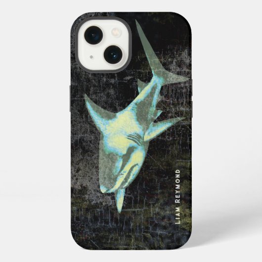 シャーク動揺してブラック iPhoneケース (裏面)