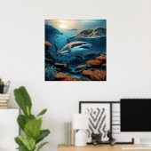 シャーク威厳のあるが海深部を滑空 ポスター (ホームオフィス)