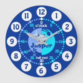 シャーク学クロックと呼ばれるタイムブルーを告げる男の子 ラージ壁時計