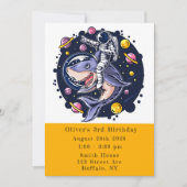 シャーク宇宙飛行士宇宙ボーイ誕生日パーティー 招待状 (正面)