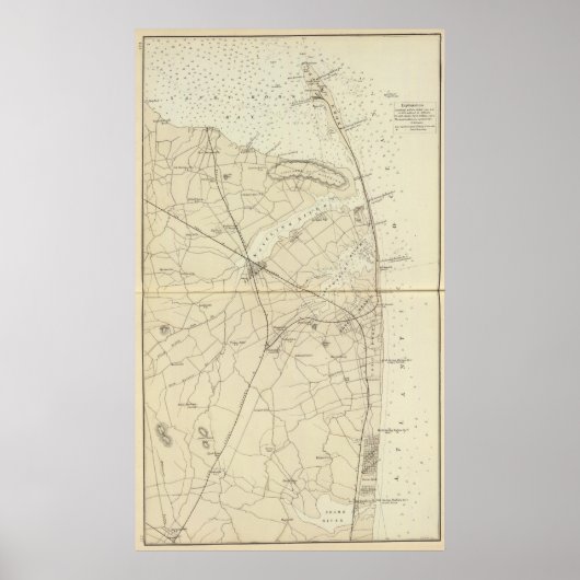 シャーク川の海岸図に示す砂浜のフック ポスター (正面)