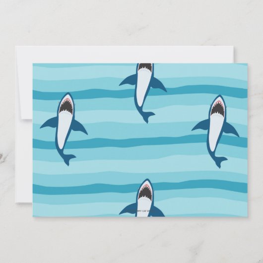 シャーク攻撃誕生日パーティーサメ少年プール写真 招待状 (裏面)