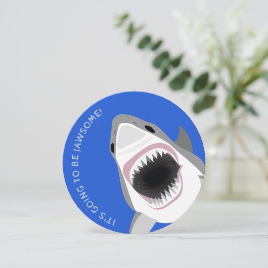 シャーク攻撃:ビーチまたはボートの誕生日パーティー 招待状 (スタンド正面)