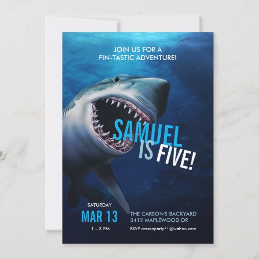 シャーク攻撃|海招待状ボーイズ誕生日 招待状 (正面)