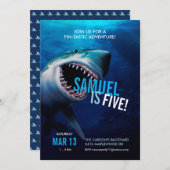 シャーク攻撃|海招待状ボーイズ誕生日 招待状 (正面/裏面)