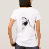 シャーク攻撃 – 素晴らしホワイトシャークが噛み込みを示す Tシャツ (裏面)