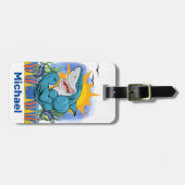 シャーク曲げる筋肉シーライフサンパーソナライズされた ラゲッジタグ (正面横)