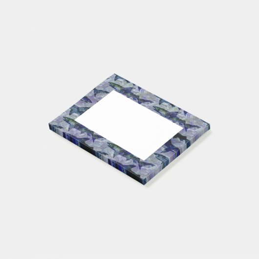 シャーク模様(紫と青) ポストイット (アングル)