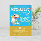 シャーク海キッズイエローエージ誕生日 招待状 (スタンド正面)