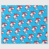 シャーク海キッズレッドエイジ誕生日 ラッピングペーパー (フラット)