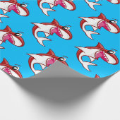 シャーク海キッズレッドエイジ誕生日 ラッピングペーパー (角)