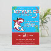 シャーク海キッズレッドエイジ誕生日 招待状 (スタンド正面)