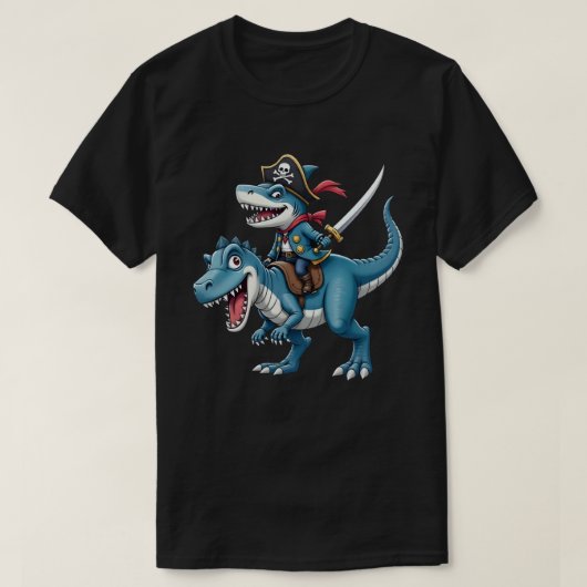 シャーク海賊恐竜Tレックス少年兵 Tシャツ (デザイン正面)