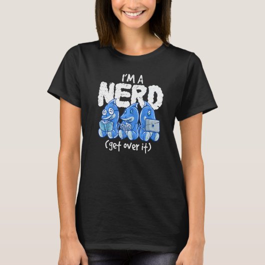 シャーク私はおたくItを乗り越えるナーディギーク読のボー Tシャツ (正面)