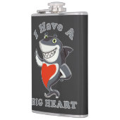 シャーク私は大きなハートバレンタインデーを持っている愛T-Sh フラスク (左)