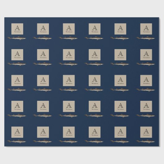 シャーク航海のネイビーブルーサンドタン ラッピングペーパー (フラット)