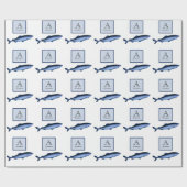 シャーク航海のネイビーブルーホワイト ラッピングペーパー (フラット)