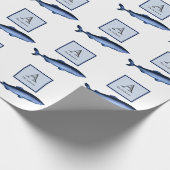 シャーク航海のネイビーブルーホワイト ラッピングペーパー (角)