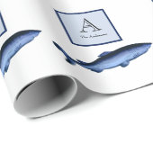 シャーク航海のネイビーブルーホワイト ラッピングペーパー (ロールコーナー)