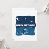 シャーク誕生日ウィッシュ カード (正面/裏面インサイチュ)