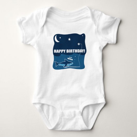 シャーク誕生日ウィッシュ ベビーボディスーツ (正面)