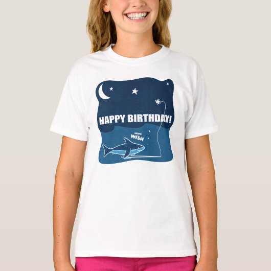 シャーク誕生日ウィッシュ Tシャツ (正面)