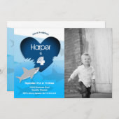 シャーク誕生日パーティフォト招待状 招待状 (正面/裏面)