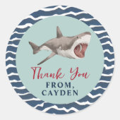 シャーク誕生日パーティーありがとう ラウンドシール (正面)