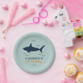 シャーク誕生日パーティーの招待 ペーパープレート (パーティー)