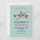 シャーク誕生日パーティーの招待 招待状 (正面)