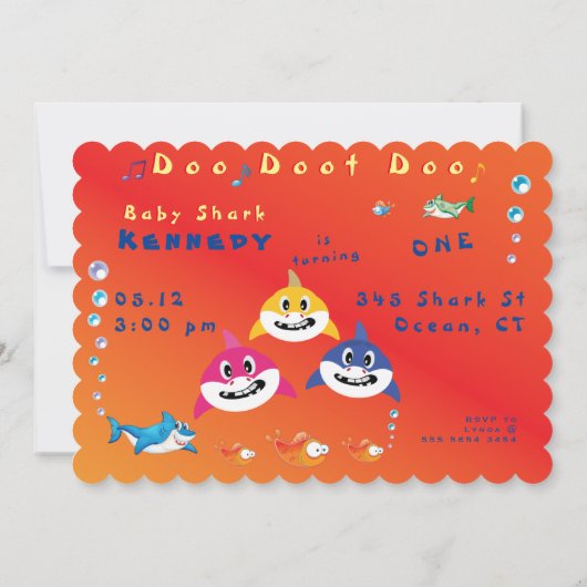 シャーク🌊誕生日パーティークールFabFun Kids 招待状 (裏面)