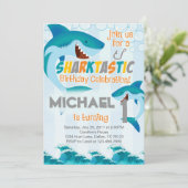 シャーク誕生日パーティー招待少年の夏 招待状 (スタンド正面)