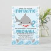 シャーク誕生日パーティー招待招待状 招待状 (スタンド正面)