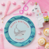 シャーク誕生日パーティー紙プレート ペーパープレート (パーティー)